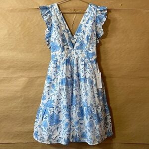 J.Marie | NWT Chloe Louise Cross Back Mini Dress Tiered Ruffle Floral Size S